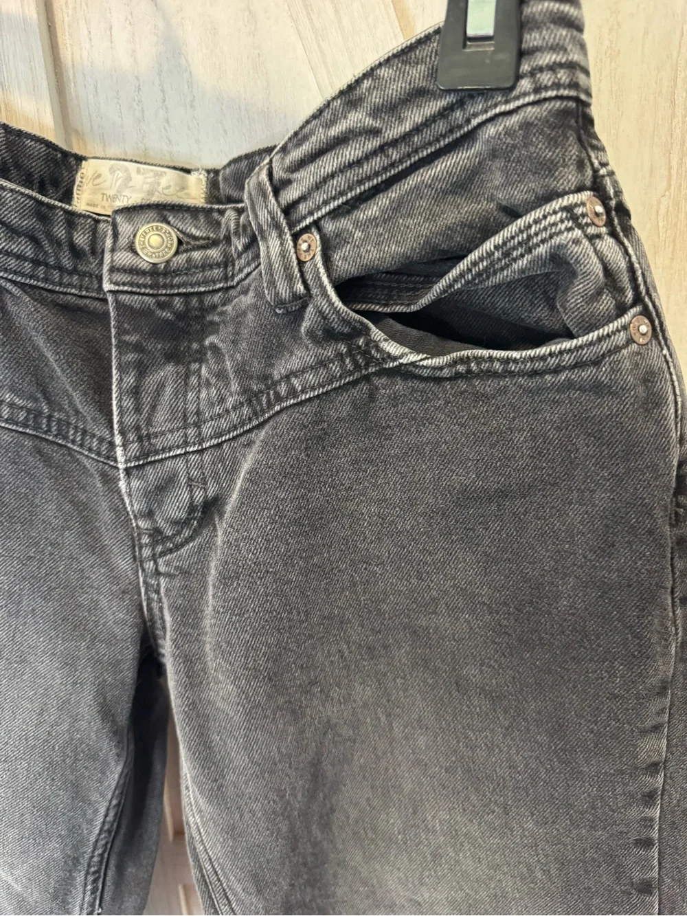 We The Free Black Washed Straight Leg Jeans